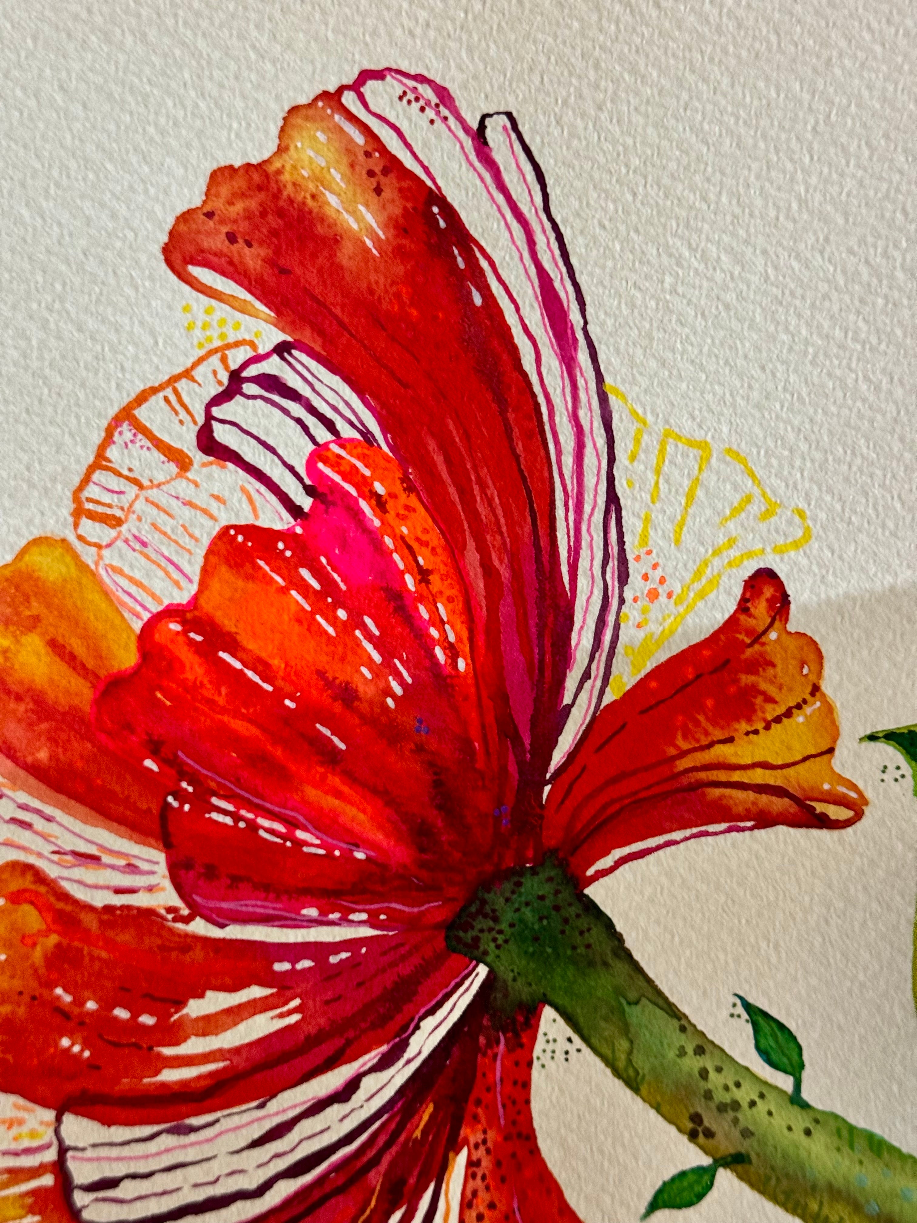 Pretty Petals 14 x 14 single bloom with stem and leaves